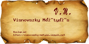 Visnovszky Mátyás névjegykártya